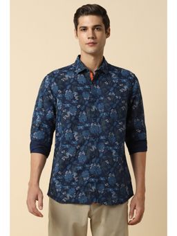 Allen Solly - Men Navy Slim Fit Print Full Sleeves Casual Shirt