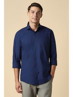 Allen Solly - Men Navy Slim Fit Solid Full Sleeves Casual Shirt