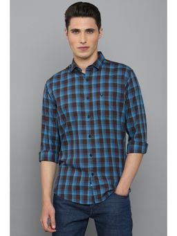 Allen Solly - Men Blue Slim Fit Check Full Sleeves Casual Shirt