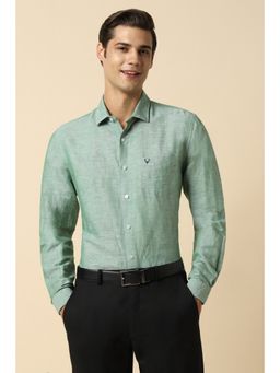 Allen Solly - Men Green Slim Fit Textured Full Sleeves Casual Shirt