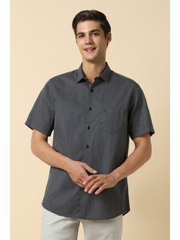 Allen Solly - Men Black Slim Fit Print Half Sleeves Casual Shirt