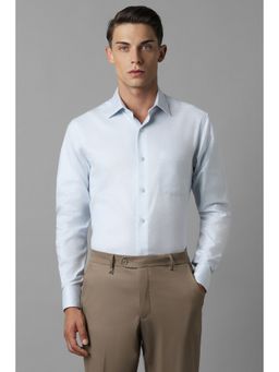 Louis Philippe - Men Blue Classic Fit Textured Full Sleeves Formal Shirt