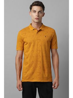 Louis Philippe - Men Yellow Print Polo Neck T-shirt