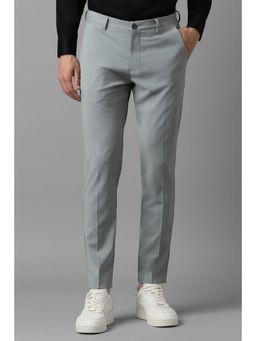 Louis Philippe - Men Grey Slim Fit Check Flat Front Casual Trouser