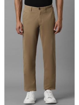 Louis Philippe - Men Brown Slim Fit Solid Flat Front Casual Trouser