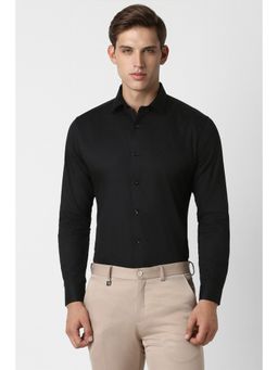 Van Heusen - Men Black Slim Fit Solid Full Sleeves Party Shirt