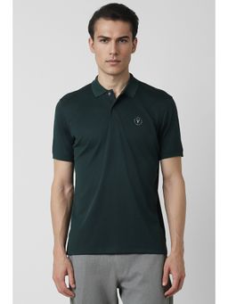 Van Heusen - Men Green Solid Polo Neck T-shirt