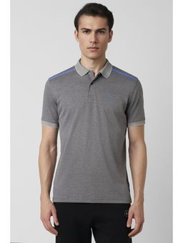 Van Heusen - Men Grey Solid Polo Neck T-shirt