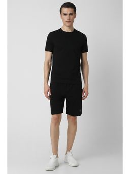 Van Heusen - Men Black Solid Crew Neck T-shirt and Shorts (Set of 2)