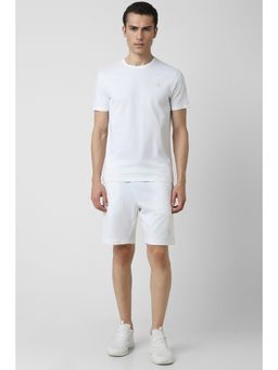 Van Heusen - Men White Solid Crew Neck T-shirt and Shorts (Set of 2)