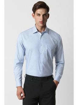 Van Heusen - Men Blue Regular Fit Check Full Sleeves Formal Shirt