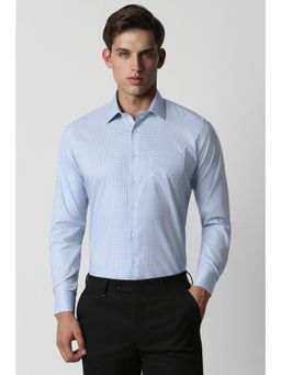 Van Heusen - Men Blue Slim Fit Check Full Sleeves Formal Shirt