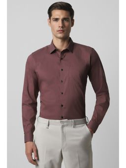 Van Heusen - Men Maroon Slim Fit Solid Full Sleeves Formal Shirt