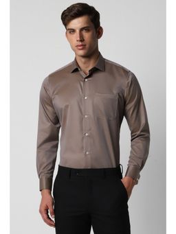 Van Heusen - Men Brown Regular Fit Solid Full Sleeves Formal Shirt