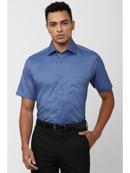 Van Heusen - Men Blue Regular Fit Solid Half Sleeves Formal Shirt