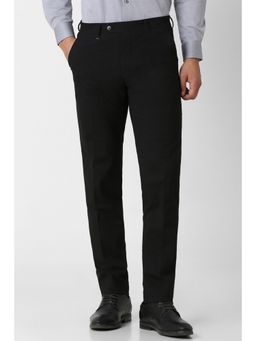 Van Heusen - Men Black Solid Slim Fit Trouser