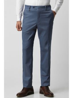 Van Heusen - Men Blue Textured Slim Fit Trouser