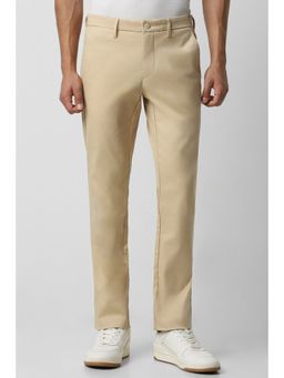Van Heusen - Men Beige Textured Slim Fit Trouser