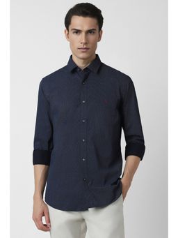 Van Heusen - Men Navy Slim Fit Print Full Sleeves Casual Shirt