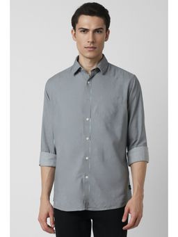 Van Heusen - Men Grey Slim Fit Solid Full Sleeves Party Shirt