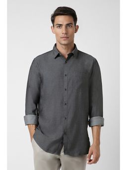 Van Heusen - Men Grey Slim Fit Textured Full Sleeves Party Shirt