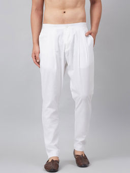 See Designs - Men White Solid Trouser Style Pyjamas