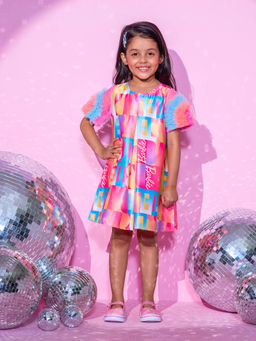 Lil Drama - Barbie's Girls Pink Short Sleeves Dress