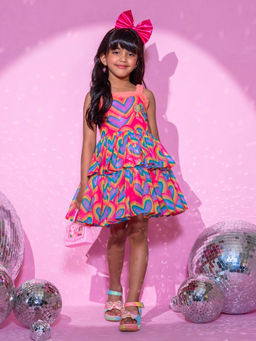 Lil Drama - Barbie's Girls Peach Two Layered Dress