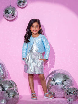 Lil Drama - 's Girls Blue Shrug and Skirt with Bustier Co-ordinate (Set of 3)