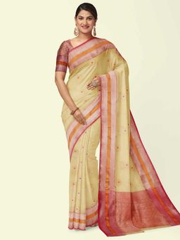 Banarasi Silk Works - Green Woven Saree with Unstitched Blouse