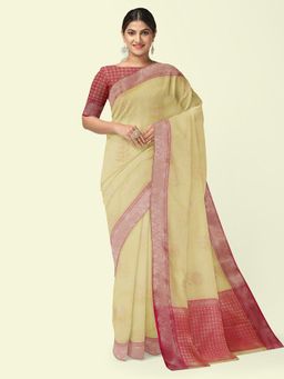 Banarasi Silk Works - Green Woven Saree with Unstitched Blouse