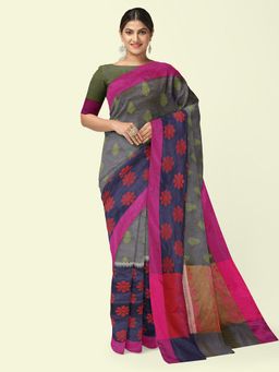 Banarasi Silk Works - Multi-Color Organza Woven Saree with Unstitched Blouse