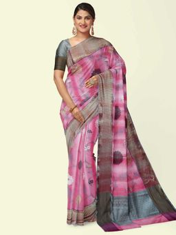 Banarasi Silk Works - Pink Matka Woven Saree with Unstitched Blouse