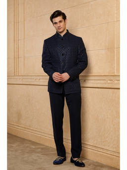 TASVA - Navy Blue Noir Regent Bandhgala with Trouser