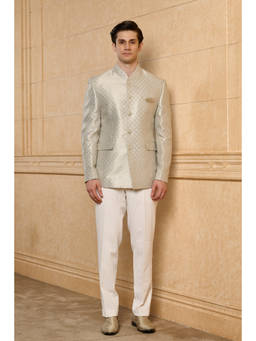 TASVA - Blue Orion Weave Bandhgala with Trouser