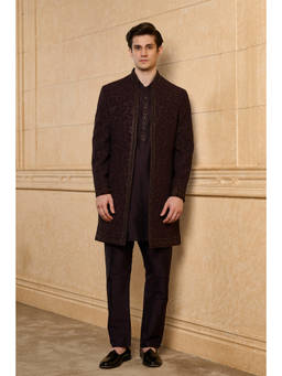 TASVA - Wine Floral Luxe Sherwani Set