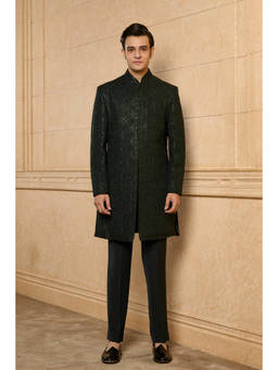 TASVA - Green Midnight Prism Sherwani Set