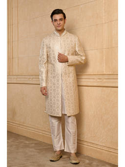 TASVA - Ivory Gold Regal Motif Sherwani Set
