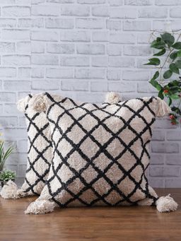 Eyda - Hand Woven Cotton Cushion Cover Set Of 2-20X20 Inch