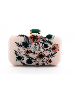 sugarcrush - Embroidered Beige & Multi-Color Clutch
