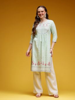 Gahan - Floral Printed Kurta - Green