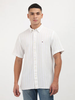Tommy Hilfiger - White Ai Stripes Linen S/S Rf Shirt