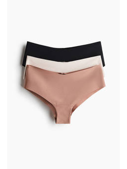 H&M - Women Beige 3-Pack Invisible Microfibre Hipster Briefs