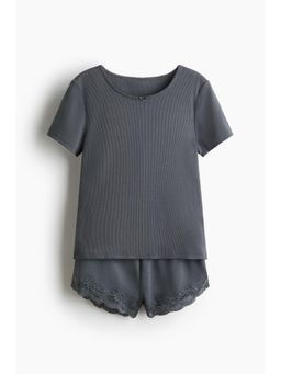 H&M - Women Grey Cotton Jersey Pyjamas