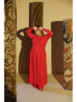 Mamicha - Fiza Red Embellished Co-Ord (Set of 2)