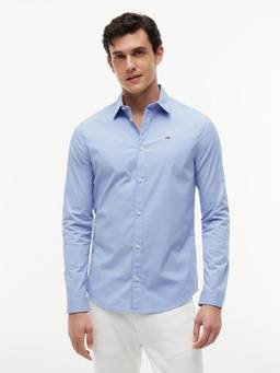 Tommy Hilfiger - Solid Slim Fit Cotton Shirt Purple