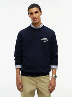 Tommy Hilfiger - Embroidered Logo Regular Fit Cotton Sweatshirt Navy Blue