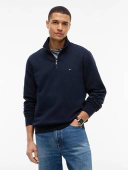 Tommy Hilfiger - Solid Regular Fit Cotton Sweatshirt Navy Blue