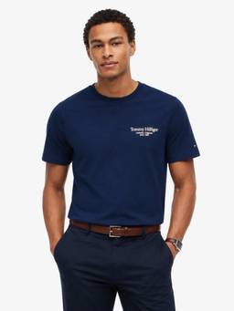 Tommy Hilfiger - Logo Regular Fit Cotton T-Shirt Navy Blue