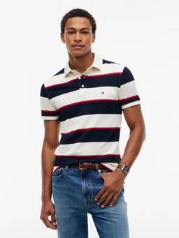 Tommy Hilfiger - Striped Slim Fit Cotton Polo T-Shirt Multi-Color